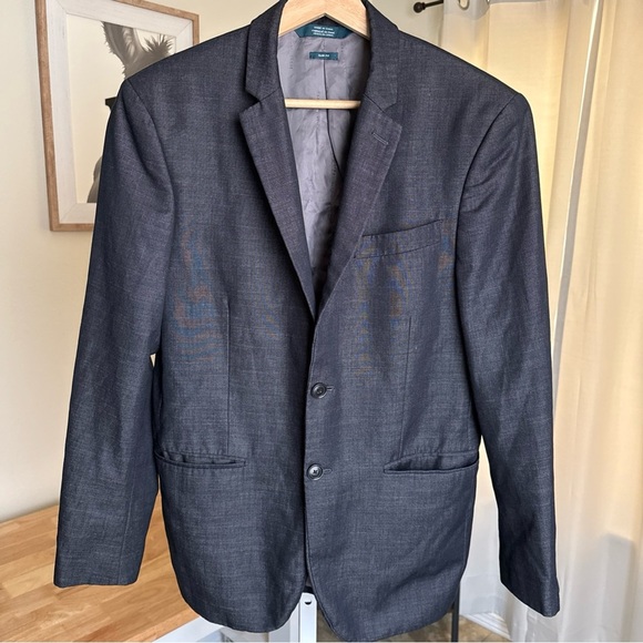 Perry Ellis Men’s Blazer 38 Short Dark Gray Slim Fit Jacket Sport Coat - Picture 2 of 9